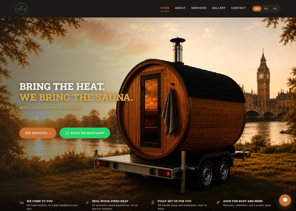 Luca Mobile Sauna UK website